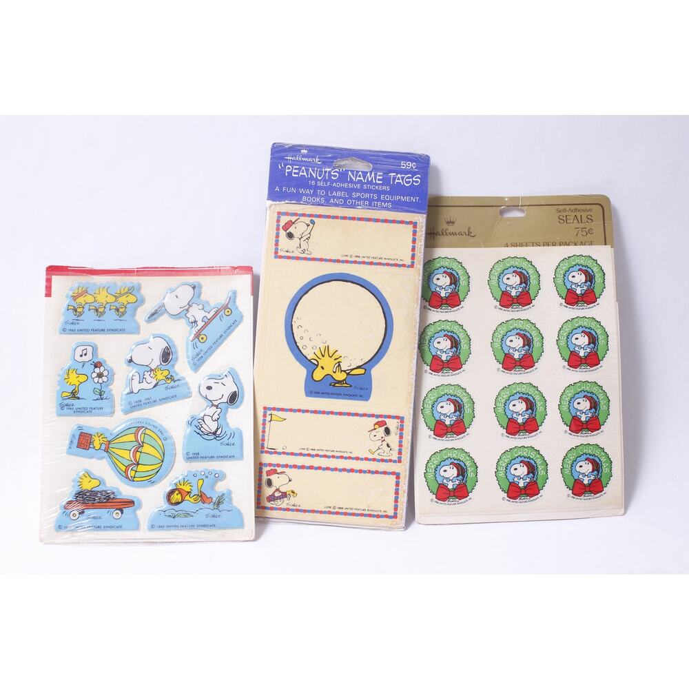 Peanuts Snoopy Sticker Lot Golf Name Tags Christmas Wreath Summer ~260302-WH 841